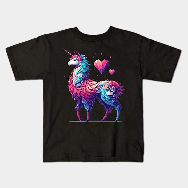 Trendy doodle rainbow llamacorn unicorn llama of love Kids T-Shirt by TomFrontierArt